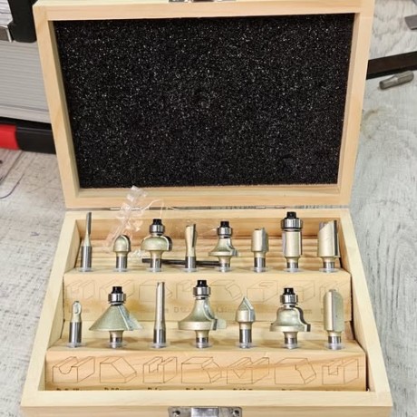 coffret de de 15pcs fraise a bois tige 6mm