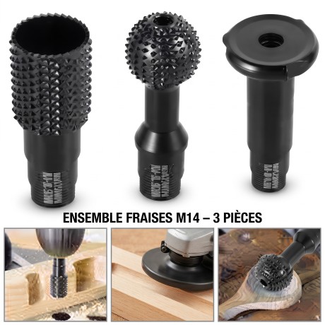Kit 3 fraises bois M14